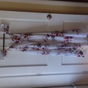 White smocked off the shoulder flyaway sundress small